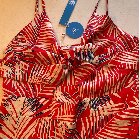 Cupshe Red and Blue Leaf Print Maxi Slip Dress - Picture 6 of 12